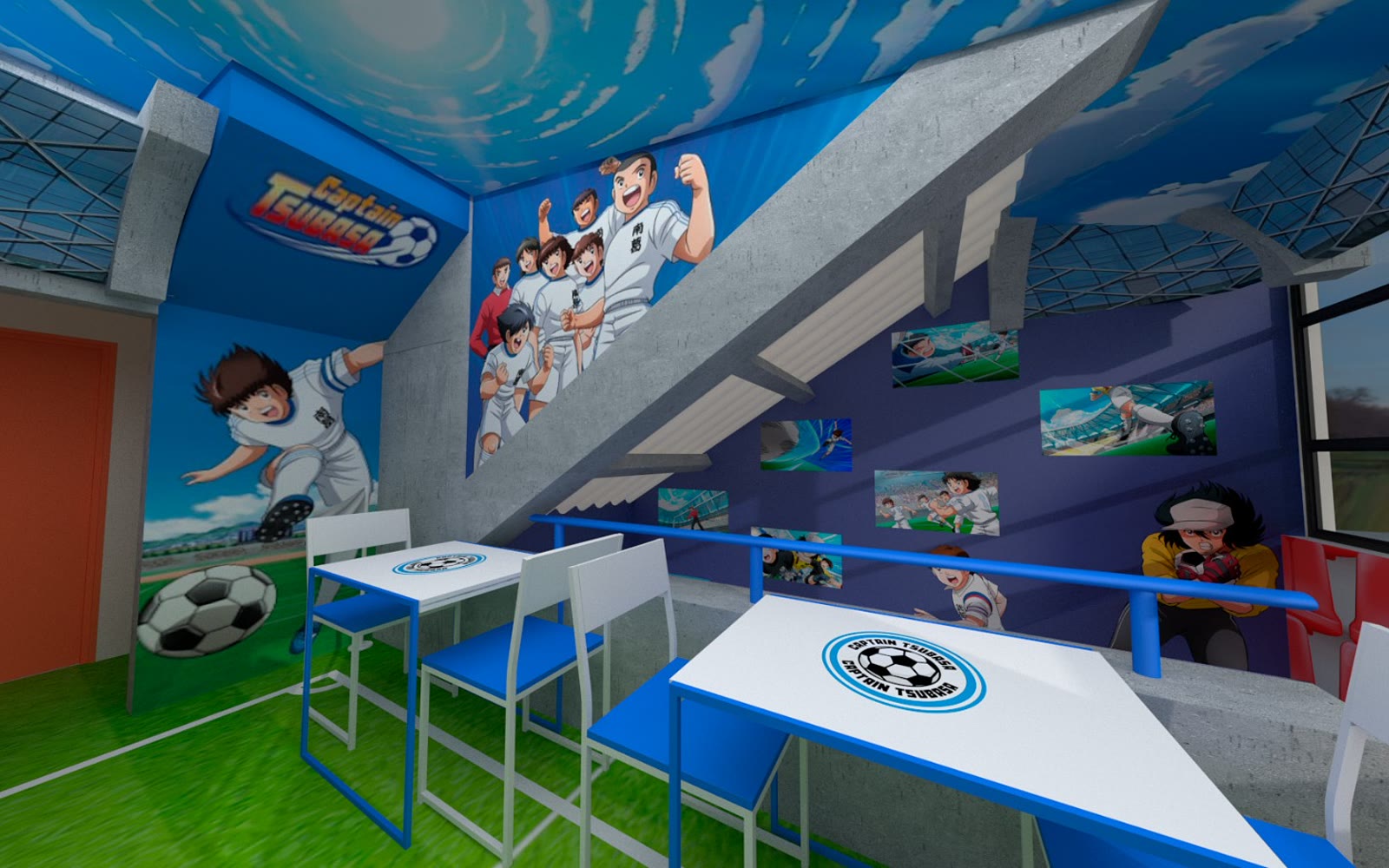 Ambientacion tematica de Captain Tsubasa producida por Impresos 24